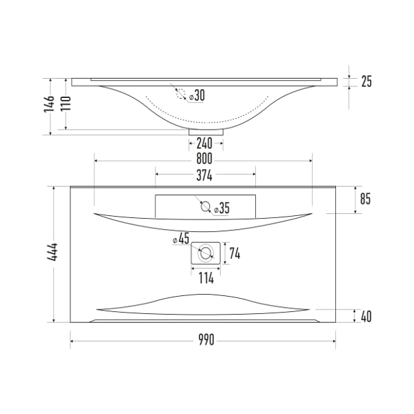 Мебельная раковина Мирсант Premier 1000