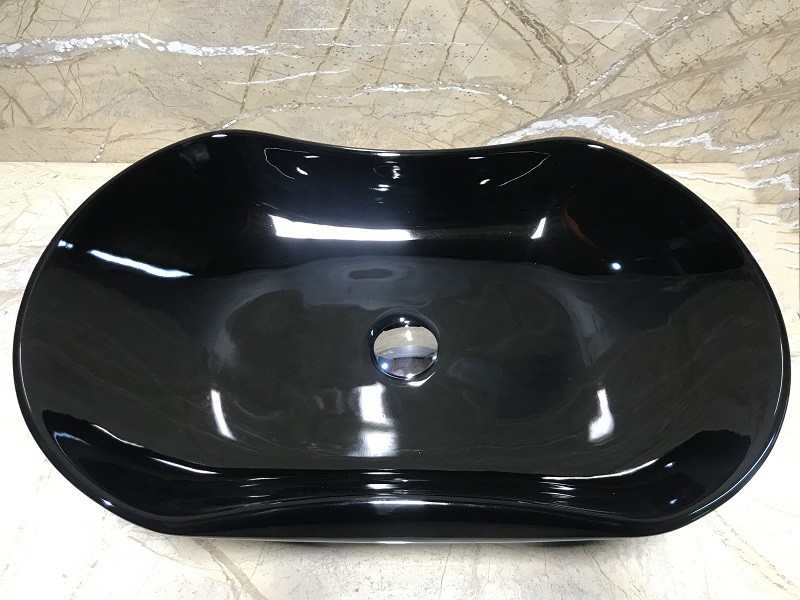 Накладная раковина CeramaLux 66 NC 9175AB Черная глянцевая