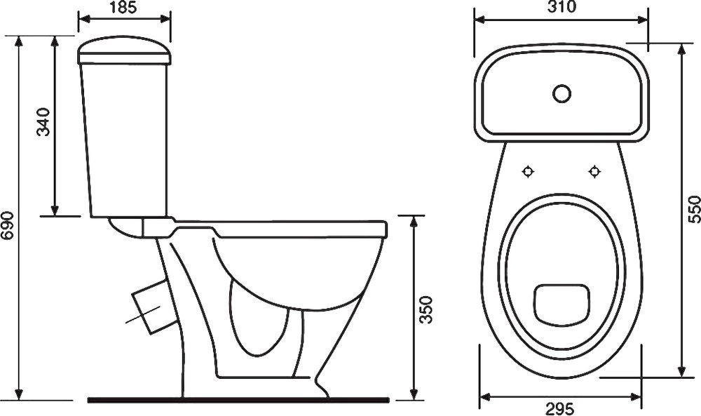 Унитаз-компакт Оскольская Керамика Детский белый Стандарт, косой выпуск