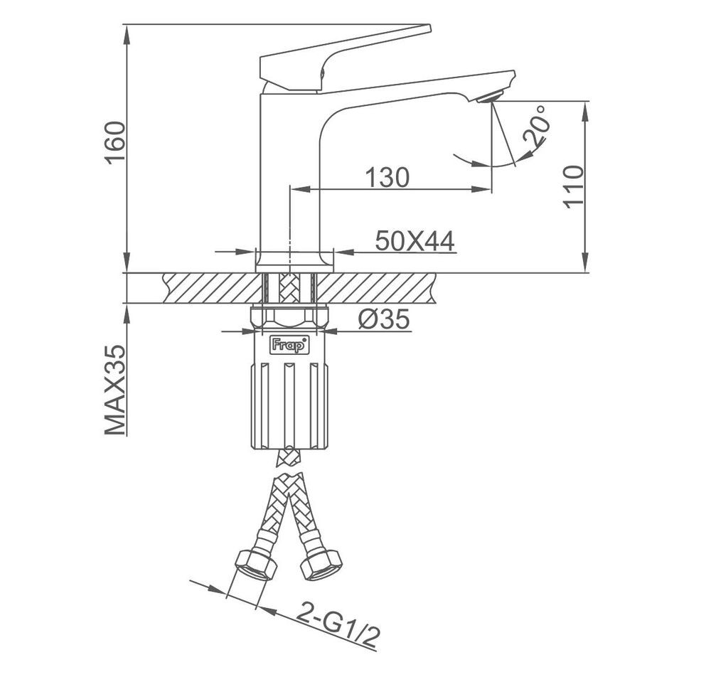 Смеситель для раковины Frap H86 F1086 хром