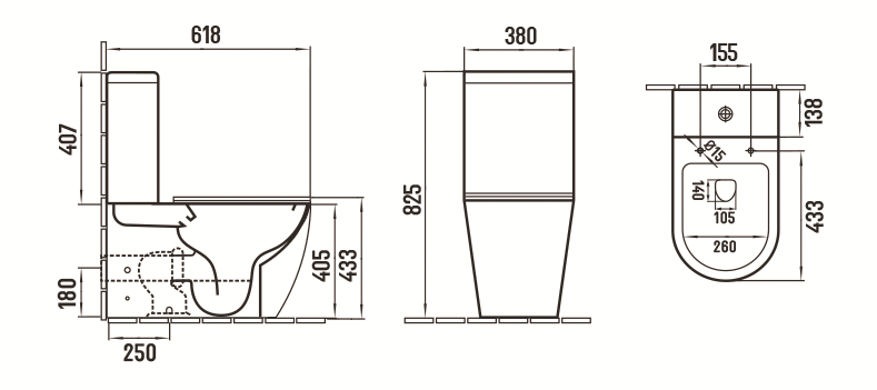 Унитаз-компакт напольный CeramaLux 2166ХМВ черный матовый