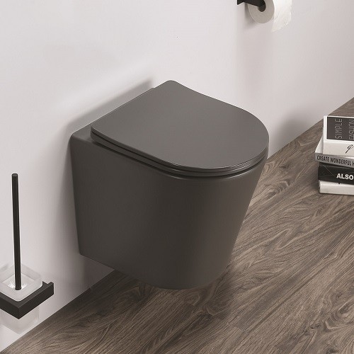 Подвесной унитаз CeramaLux B2330-2MDH серый матовый