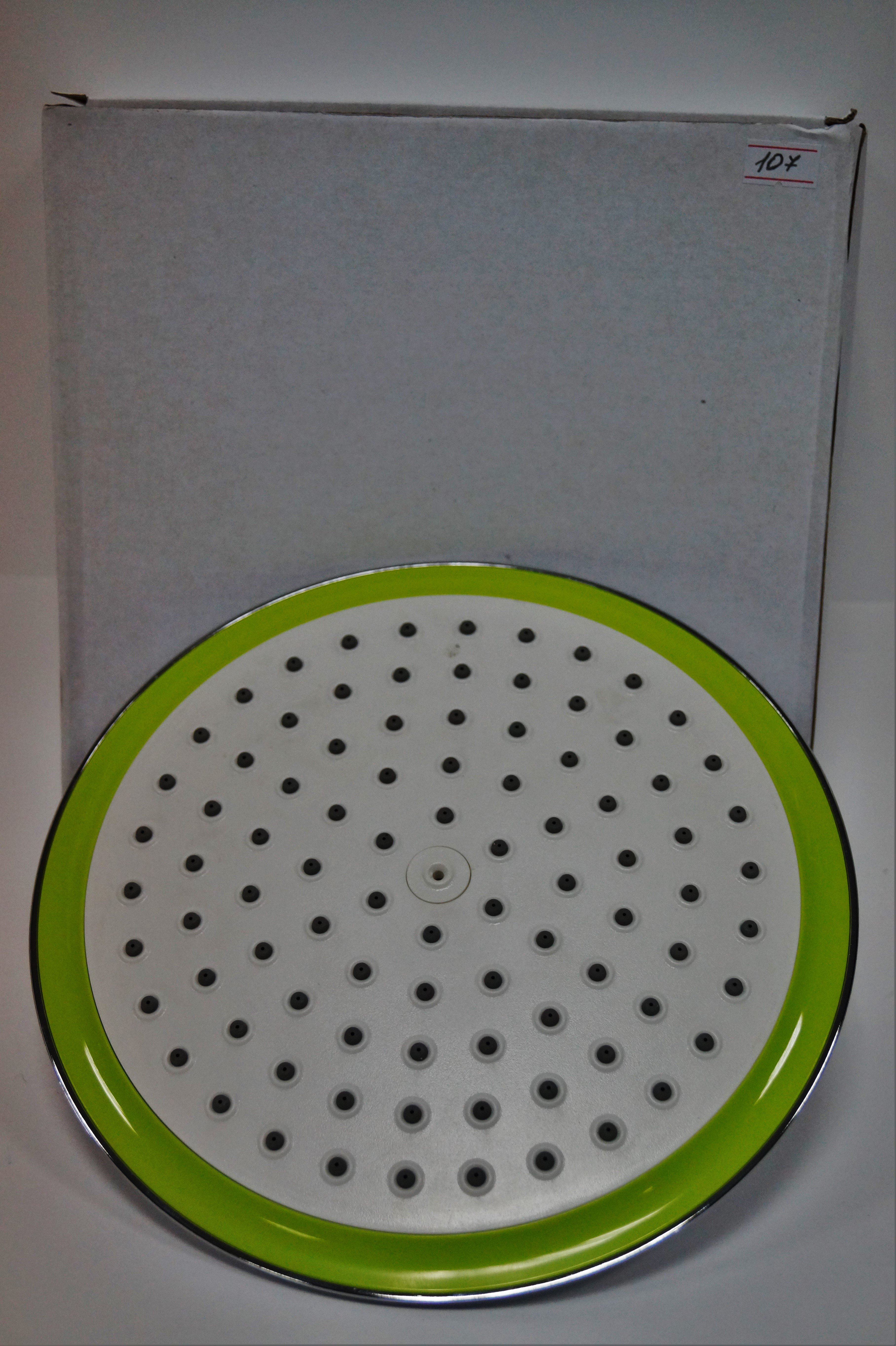 Тропический душ, 220мм, круглая лейка с белой и зеленой вставками