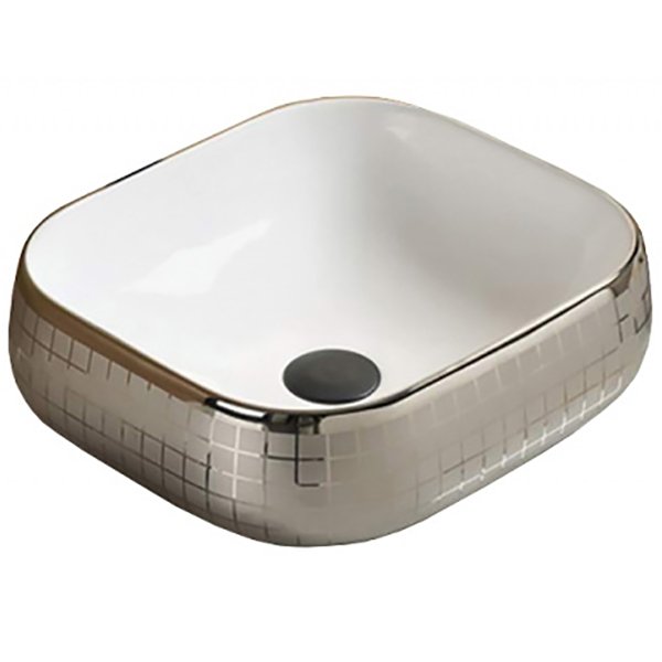 Накладная раковина CeramaLux 45 NC 78321 Белая-серебро