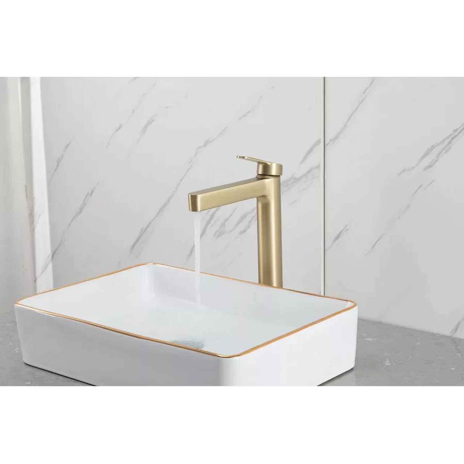 Высокий смеситель для раковины Gappo G99-33 G1099-83 золотой сатин