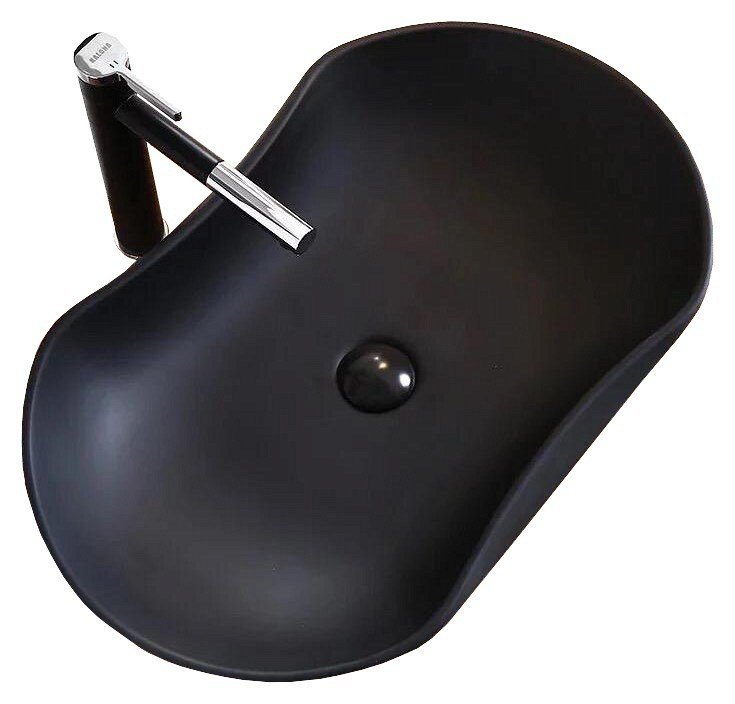 Накладная раковина CeramaLux 66 NC 9175MB Черная матовая