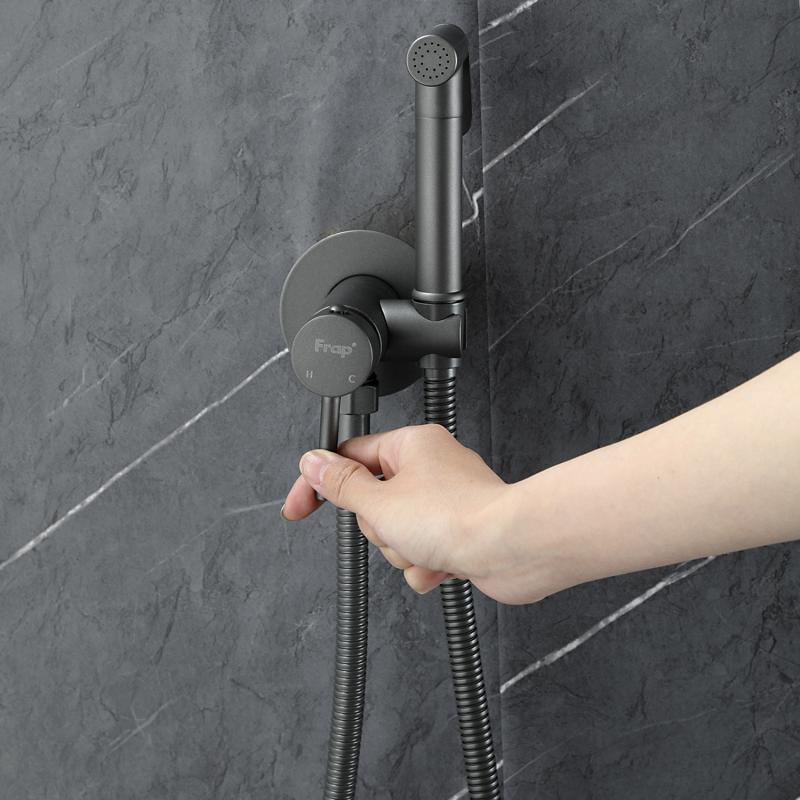 Гигиенический душ встраиваемый Frap F7505-9 оружейная сталь