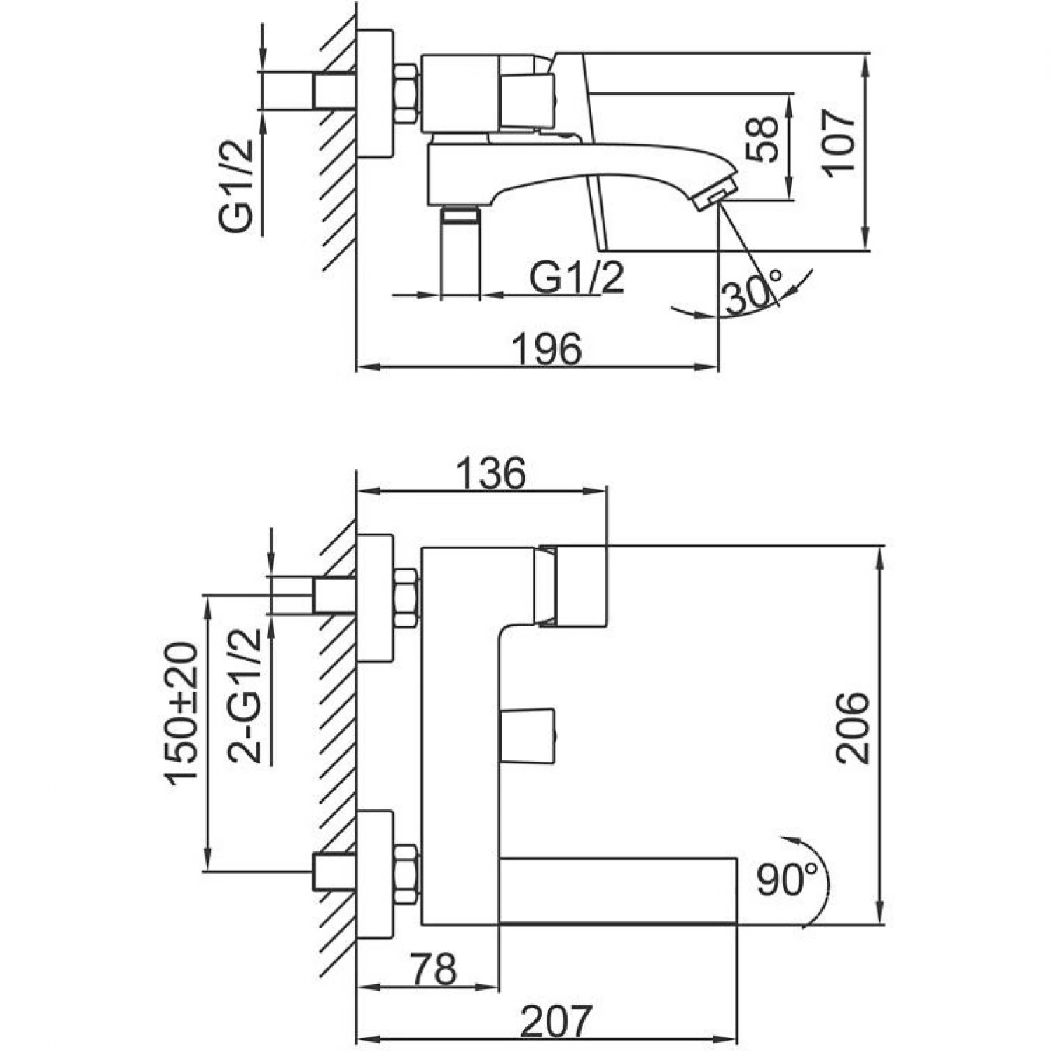 Смеситель для ванны Frap H76-6 F3276-6 черный