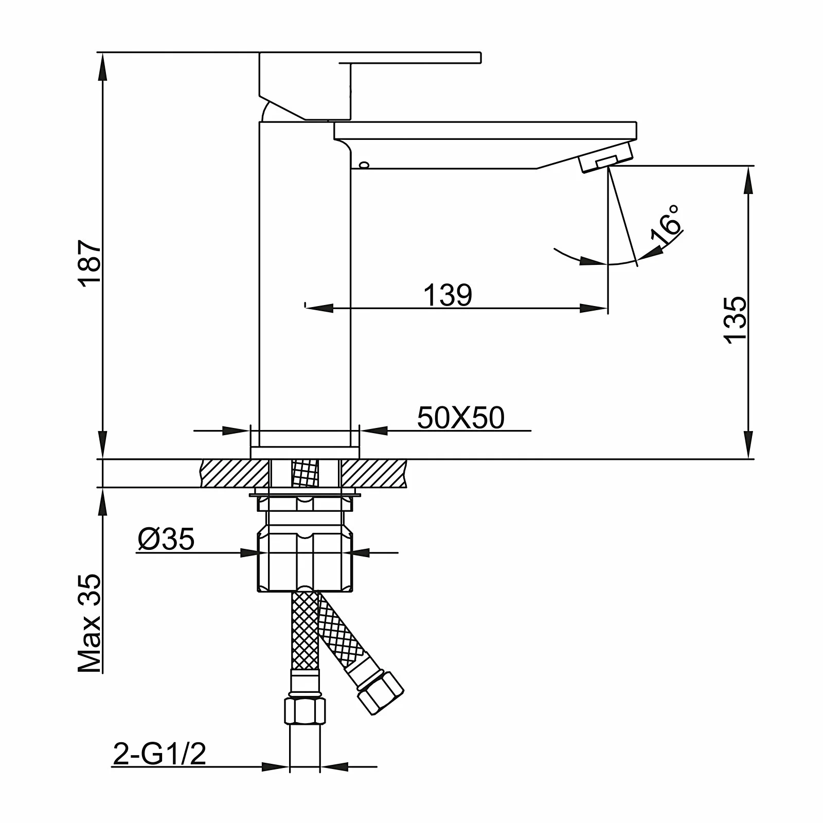 Смеситель для раковины Frap H202-9 F10202-9 оружейная сталь