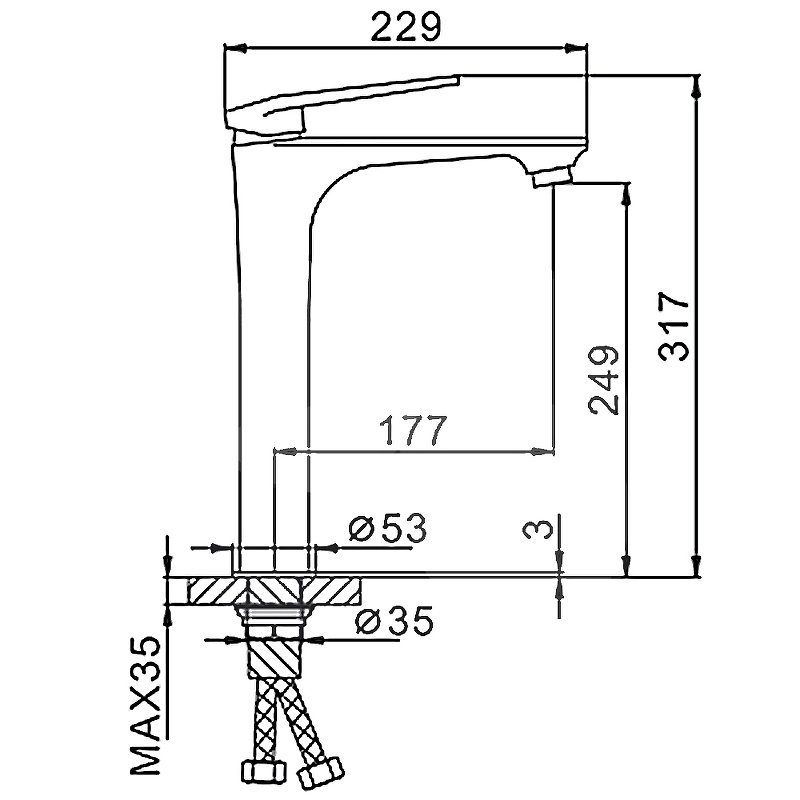 Высокий смеситель для раковины Frap H52 F1052-54 белый-хром