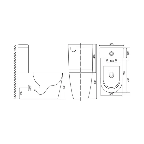Унитаз-компакт безободковый Sole Pandora с крышкой Soft-close
