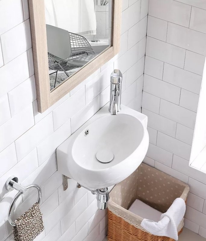 Подвесная раковина CeramaLux 43 N 9100L левая белая