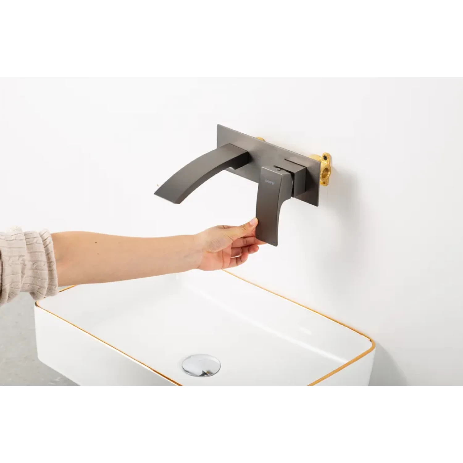 Встраиваемый смеситель для раковины Gappo G07-9 G1007-29 оружейная сталь