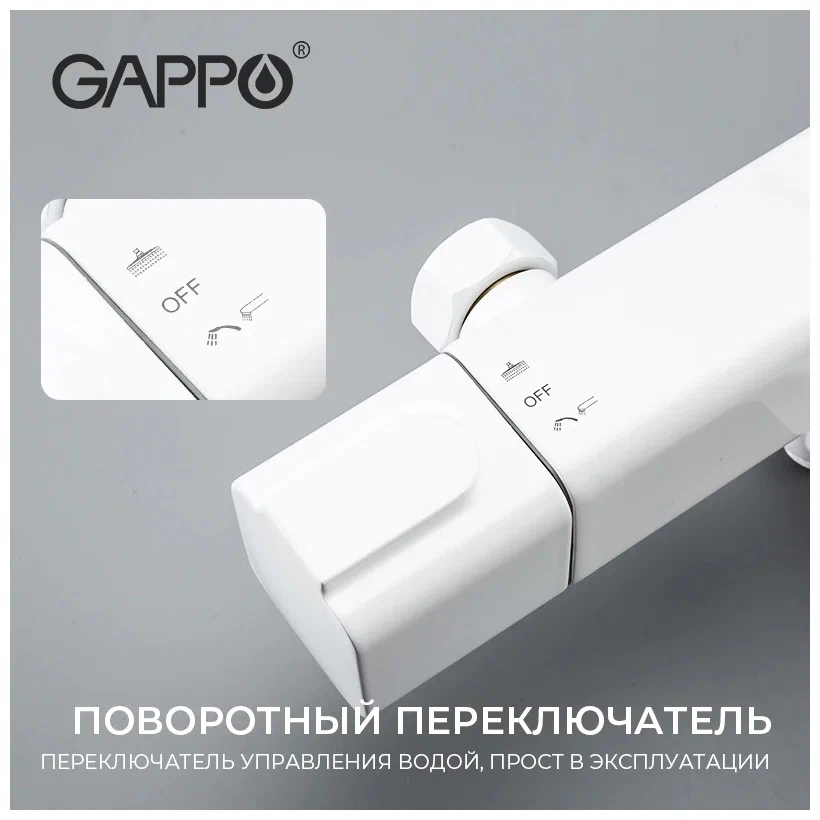 Душевая система с термостатом Gappo G2491-8 белый