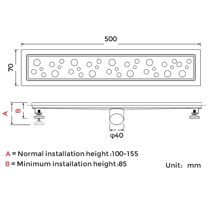Душевой трап 50 см Gappo G85007-2 сталь