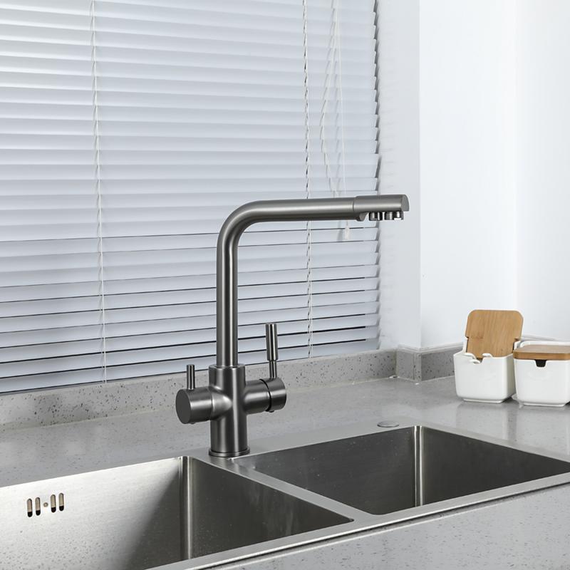 Смеситель для кухни с фильтром Frap H52 F4352-9 оружейная сталь