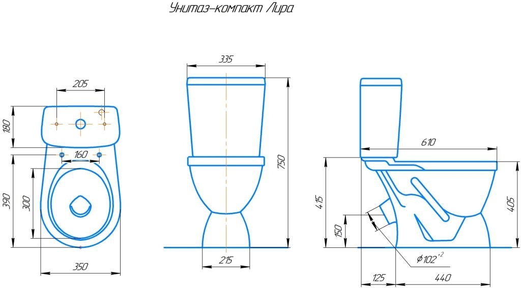 Унитаз-компакт Rosa Лира белый , косой выпуск