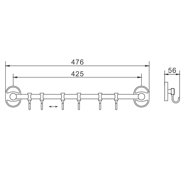 Вешалка 6 крючков Frap F1915-6