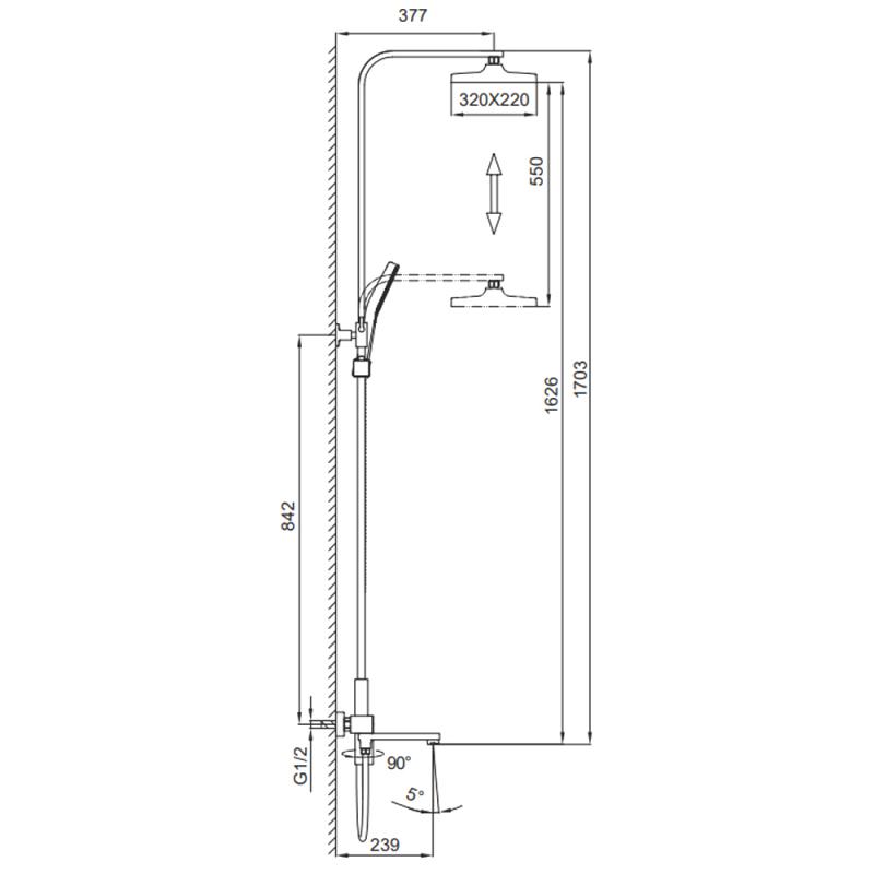 Душевая система Frap H91-3 F2491-3 золотой сатин