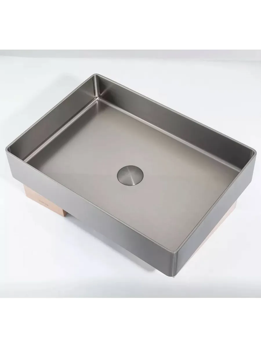 Накладная раковина 36*51 с донным клапаном Gappo GX401-9 оружейная сталь