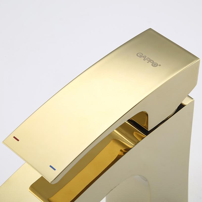 Смеситель для раковины Gappo G07-3 G1007-13 золото