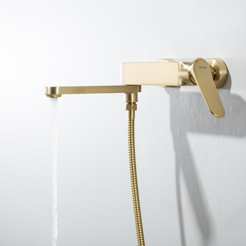 Смеситель для ванны Gappo G10-3 G3210-3 золотой сатин