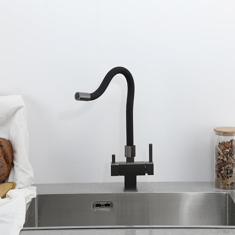 Смеситель для кухни с фильтром Gappo G95 G4395-39 оружейная сталь