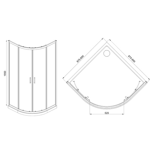 Душевое ограждение Мирсант Round 90*90