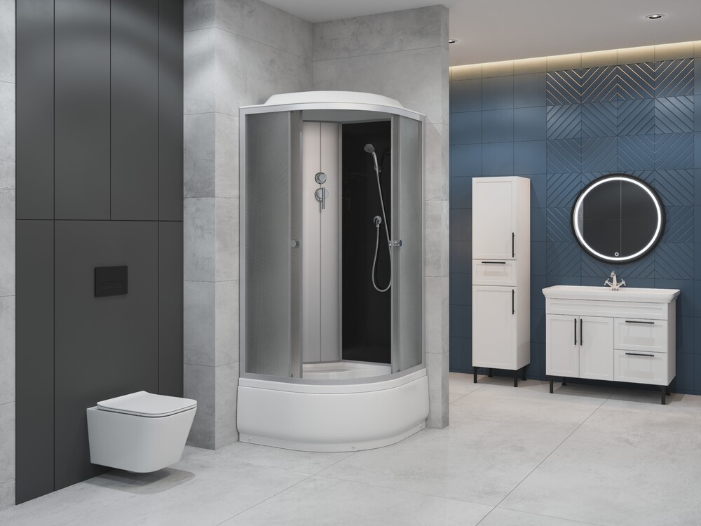 Душевая кабина EvaGold F902BS 90*90, высокий поддон, рифленое стекло