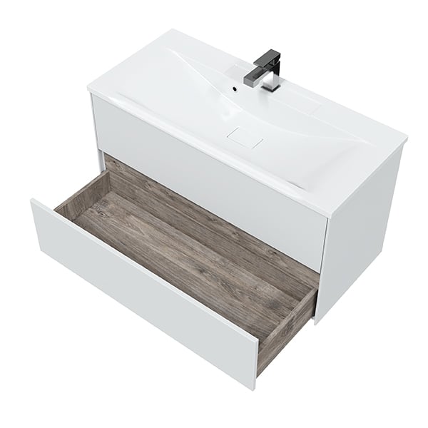 Подвесная тумба Sole Ultra 100 (2 ящ.) белая матовая