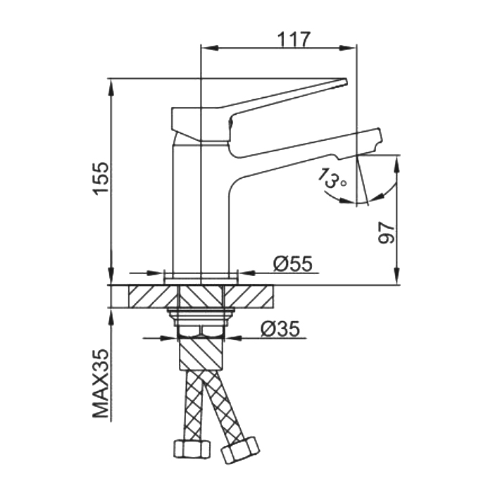 Смеситель для раковины Frap H62-9 F1062-9 оружейная сталь
