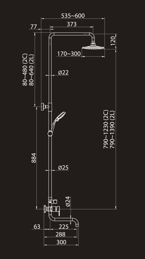 Душевая система Elghansa Shower Set 2308883-2L (Set-20) хром