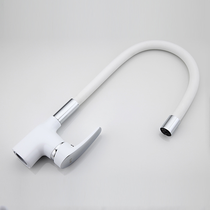 Смеситель для кухни с гибким изливом Frap F4453-03 белый-хром