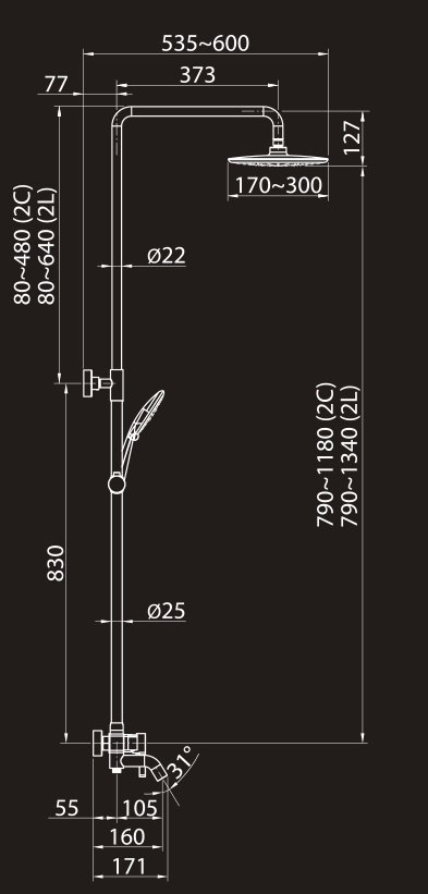Душевая система Elghansa Shower Set 2330524-2L (Set-20) хром