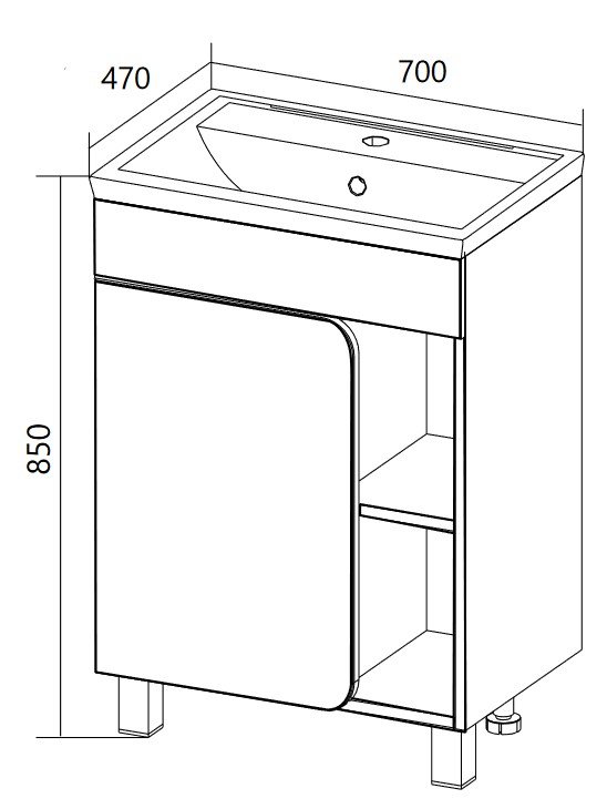 Тумба 1Marka Nuvo 70Н 1д. Белый глянец