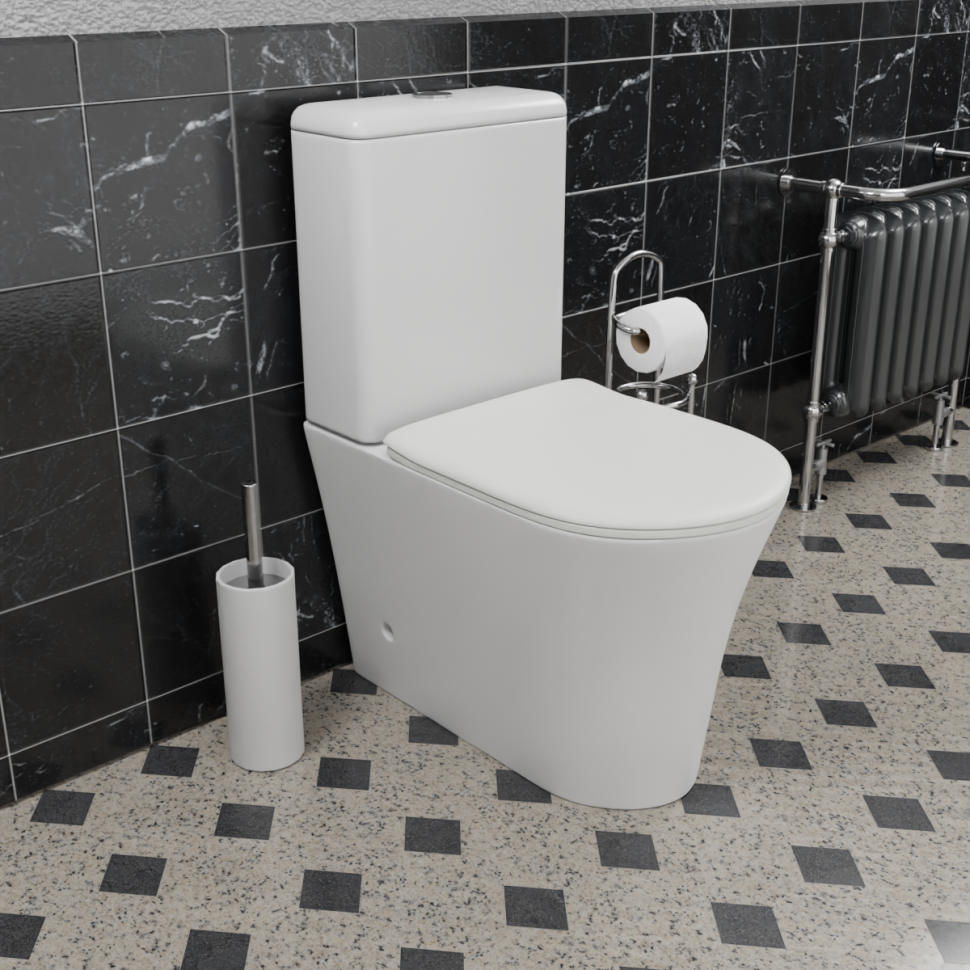 Унитаз-компакт напольный CeramaLux 1219A белый глянцевый