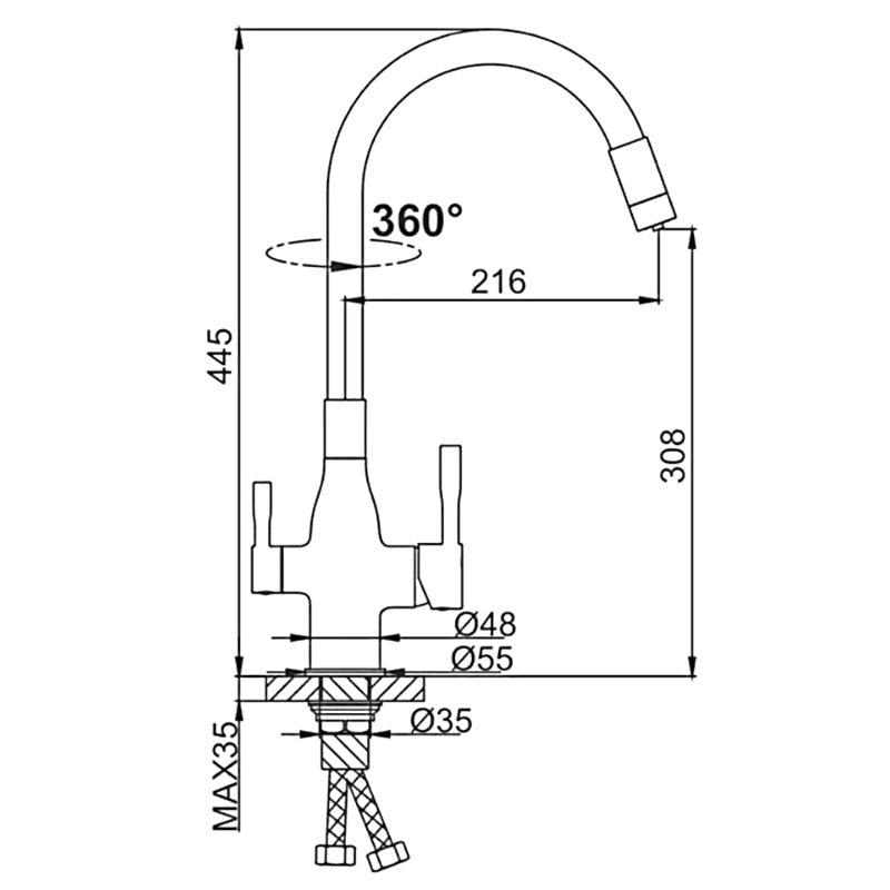 Смеситель для кухни с фильтром Frap H96 F4396-8 белый