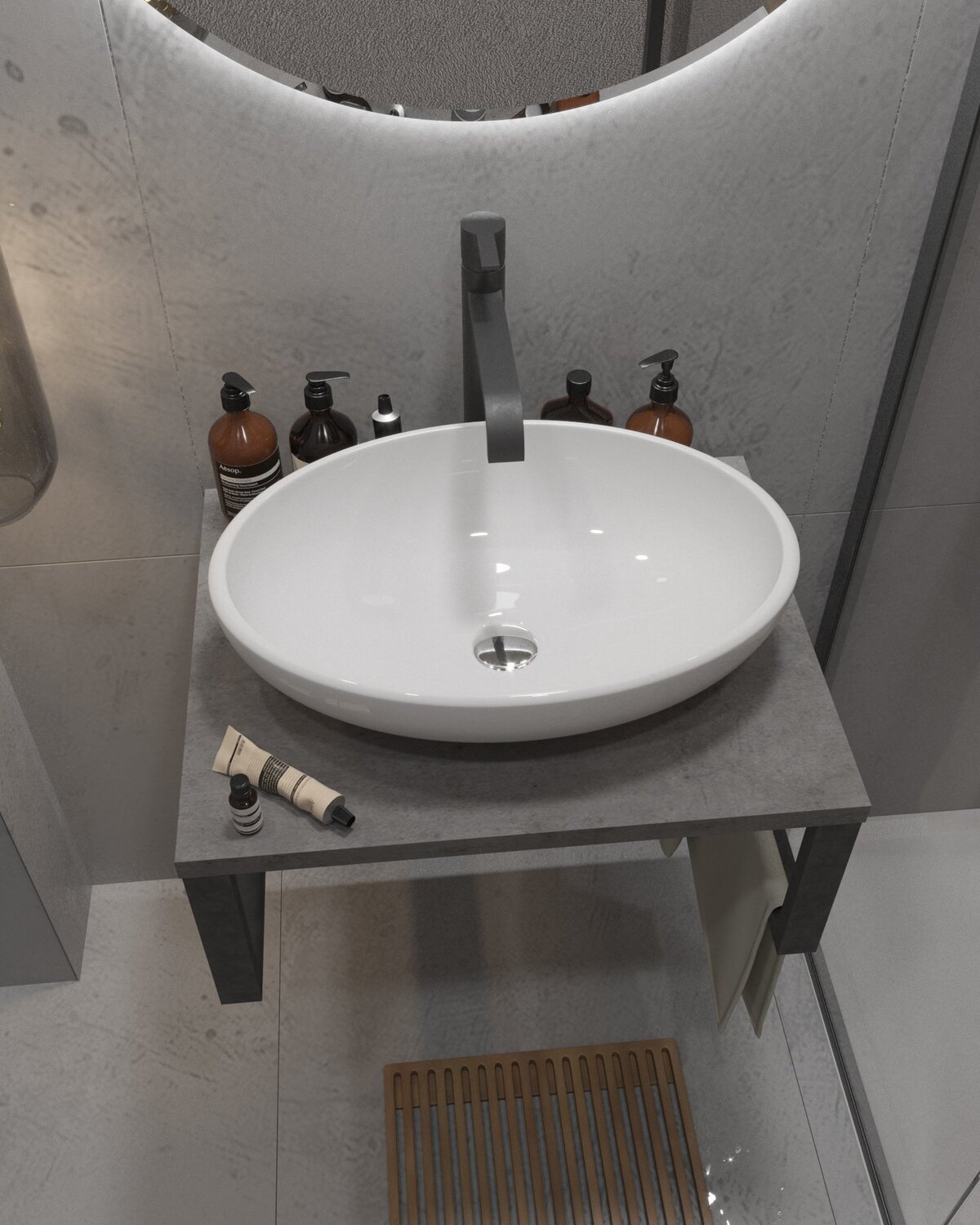 Столешница 1Marka Grunge Loft 60 Бетон темно-серый