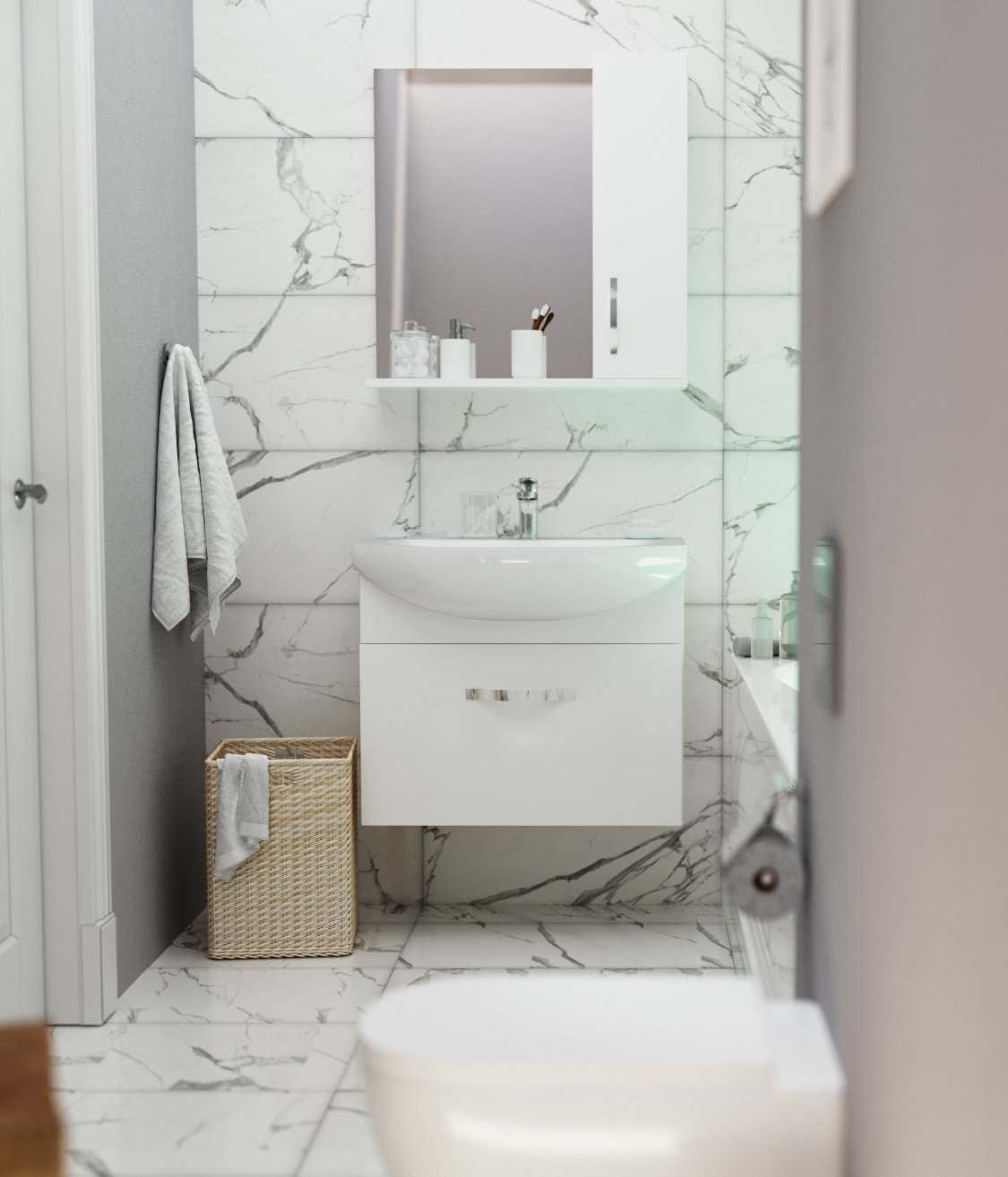 Тумба 1Marka Вита 65П 1в.я. Белый глянец, МДФ