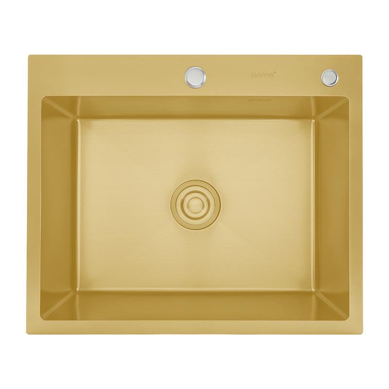 Мойка для кухни с коландером из нержавеющей стали Gappo GS6050-3 золотой сатин