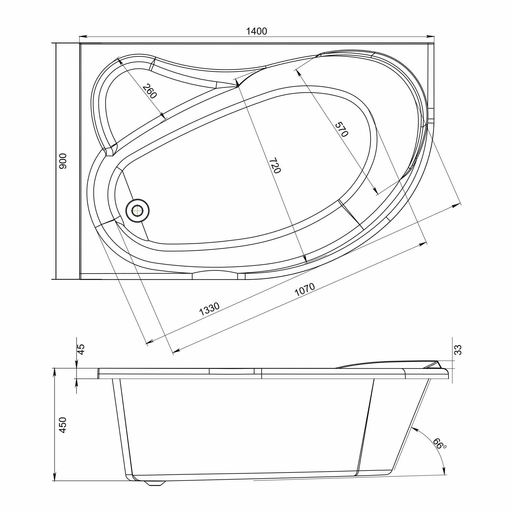 Акриловая ванна Мирсант Ялта Premium 140*90 левая
