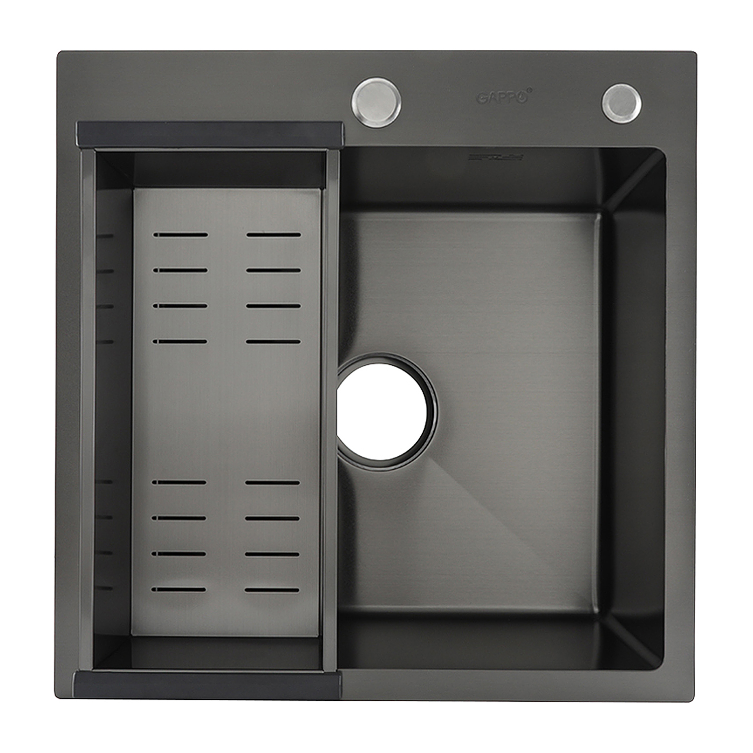 Мойка для кухни с коландером из нержавеющей стали Gappo GS5050-6 черная