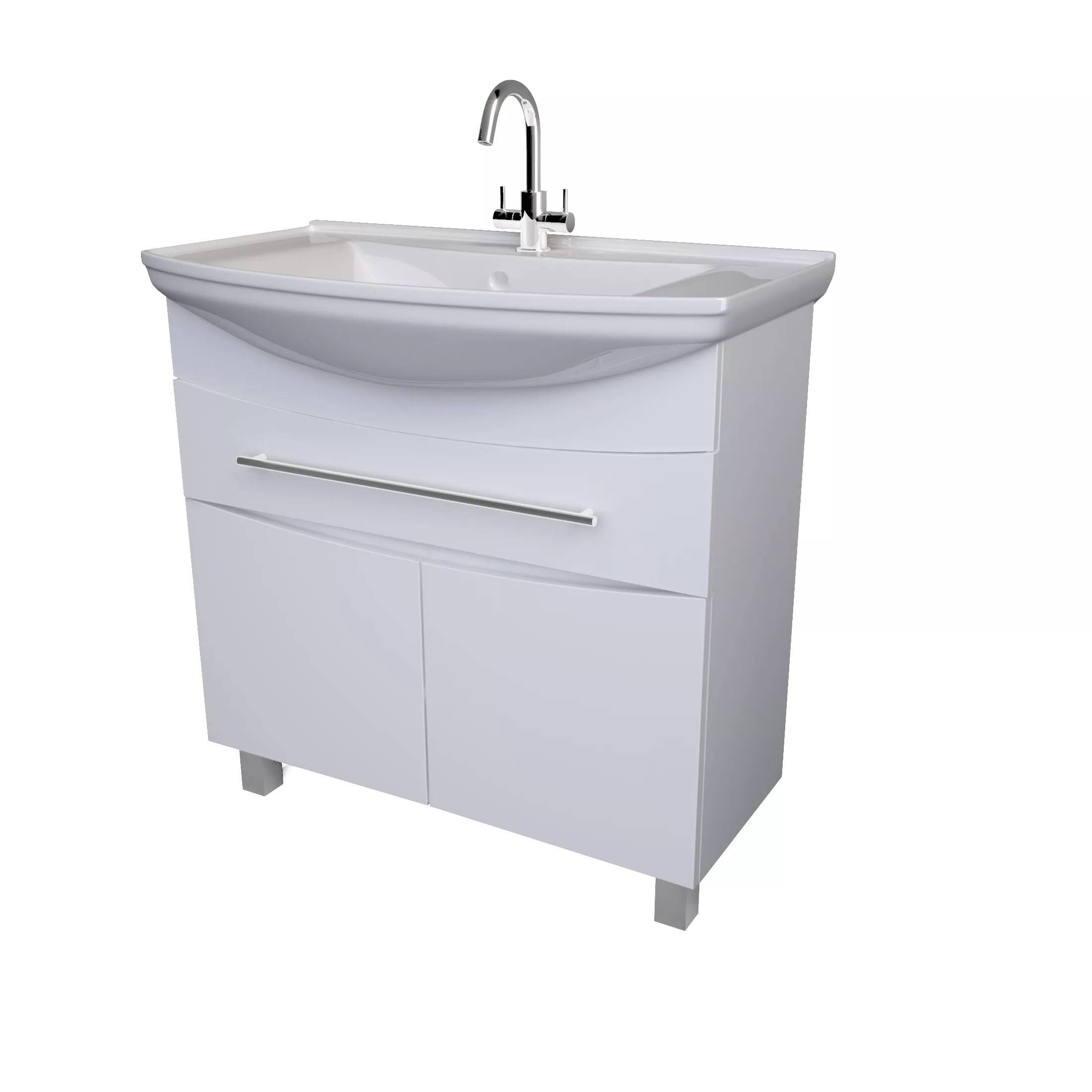 Тумба 1Marka Lina New 85Н 1в.я 2д Белый глянец