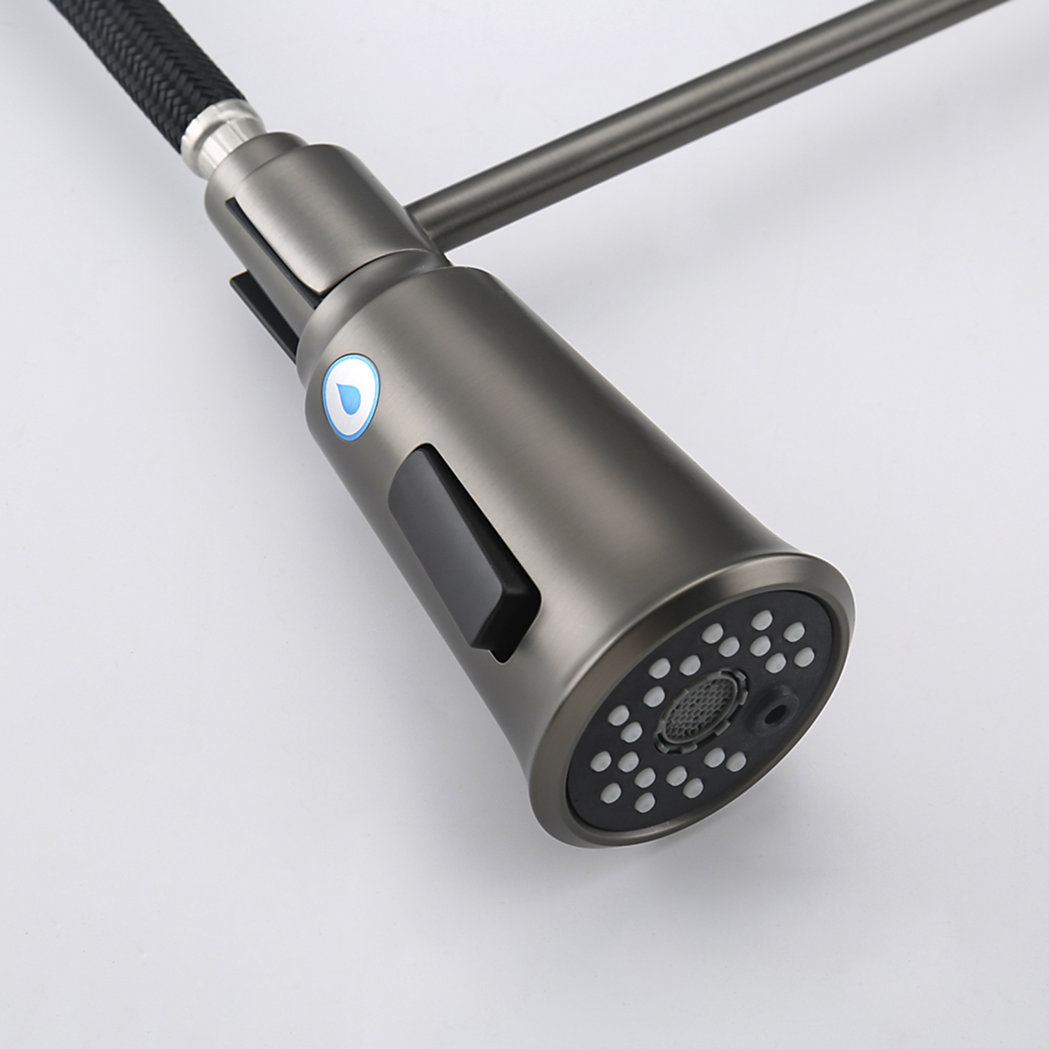 Смеситель для кухни с вытягивающимся изливом и фильтром Gappo G4398-69 оружейная сталь