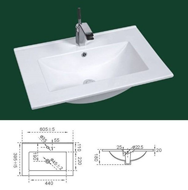 Полувстраиваемая раковина CeramaLux 61 N YJ803-60 белая