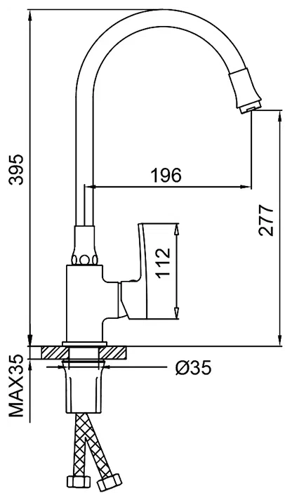 Смеситель для кухни с гибким изливом Frud R43151-6 черный-хром
