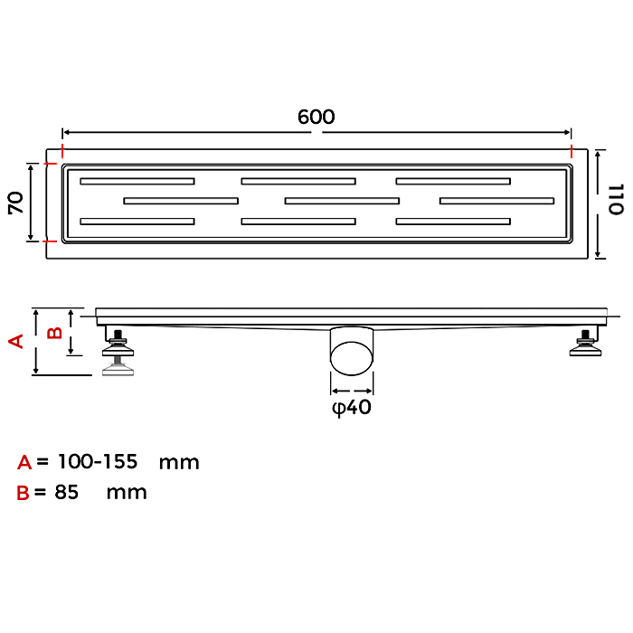Душевой трап 60 см Gappo G86007-1 сталь