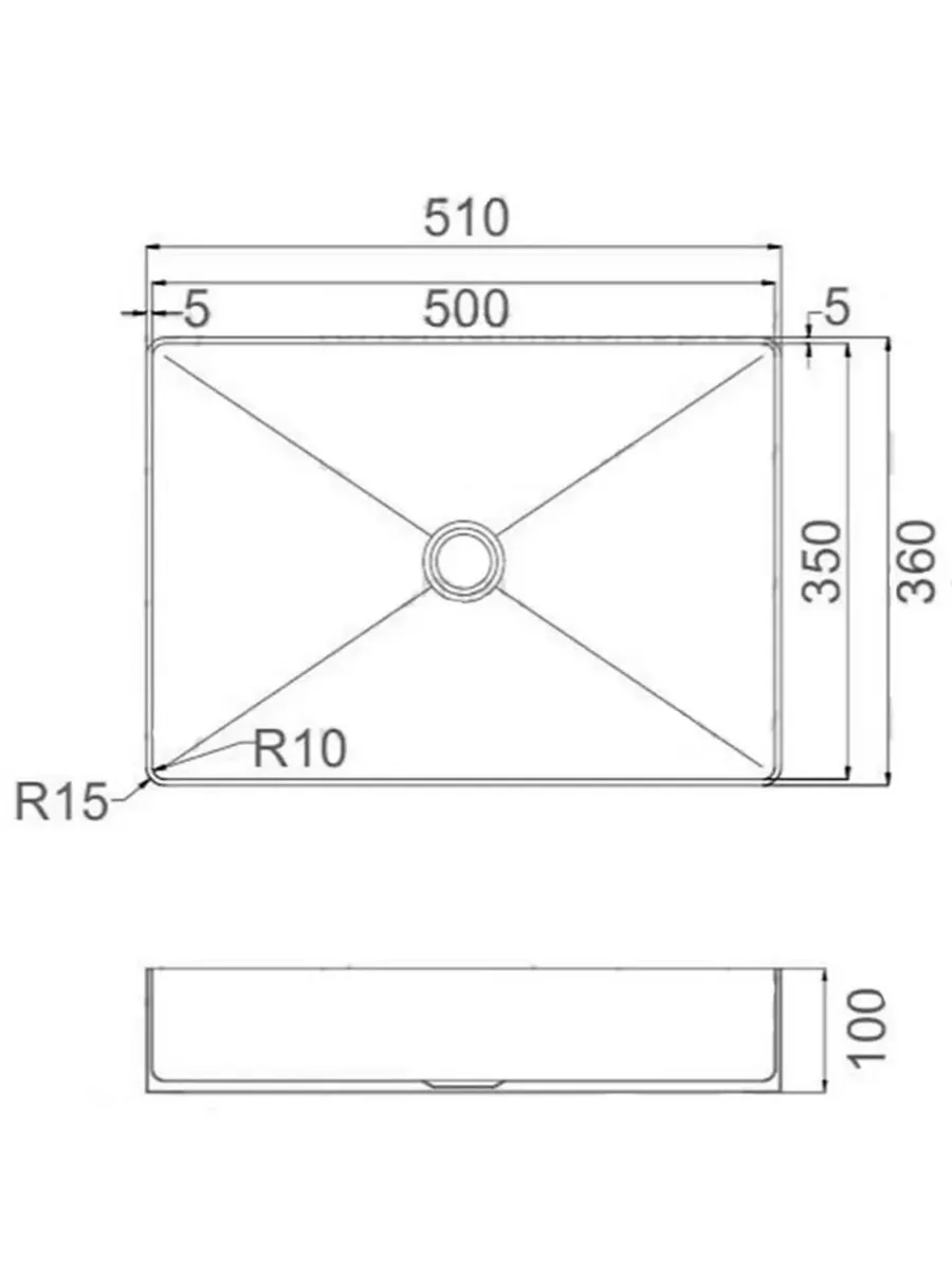 Накладная раковина 36*51 с донным клапаном Gappo GX401-9 оружейная сталь