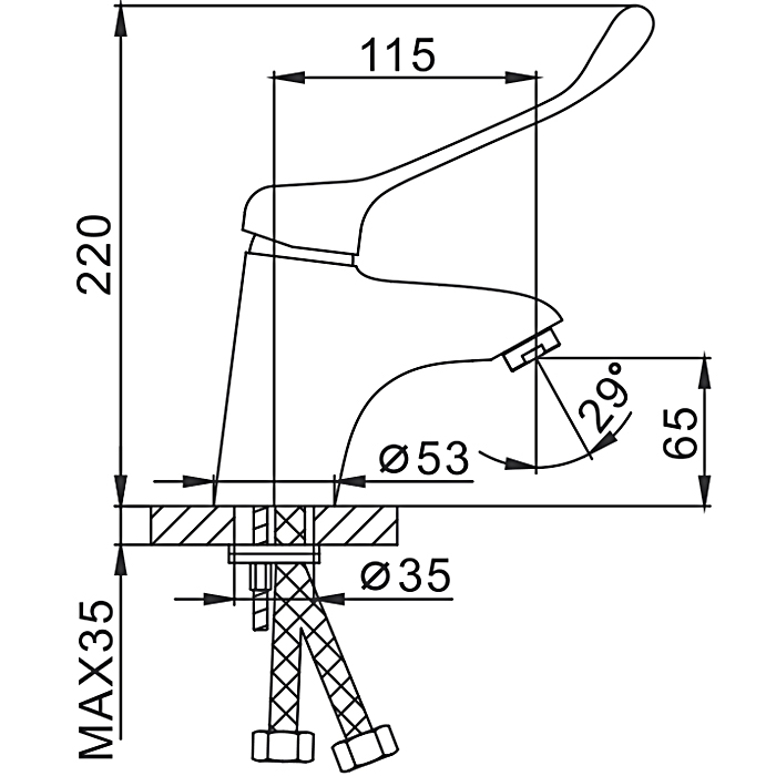 Локтевой смеситель для раковины Frap H54 F1054