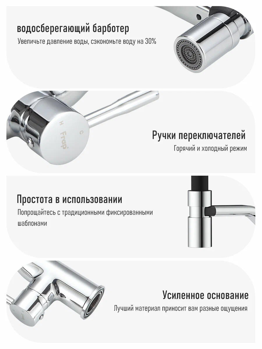 Смеситель для кухни Frap H97 F4497 хром